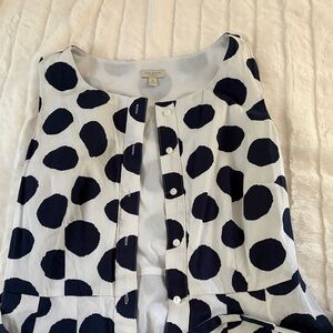 Talbots Navy and White Polka Dot Dress